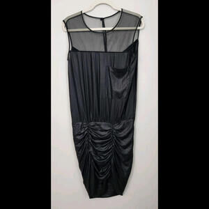 BCBGeneration Dress Size 6 Black Evening Body Con Knee Length Faux Leather